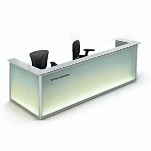 Cart mostrador de recepción moderno iluminado led diseño acero y cristal